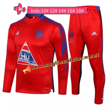 maglia Bayern Monaco formazione manica lunga bambino rosso-01 2022